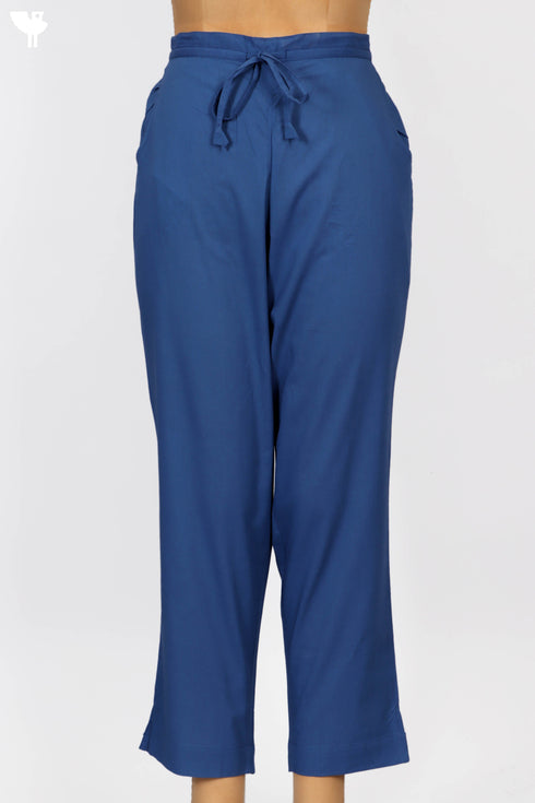 Cambric Cotton Pants In Cobalt Blue